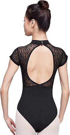 Women's Ballet Leotards Gymnastics Bodysuits - Turtleneck O Back Danwear for Performance Dance Class