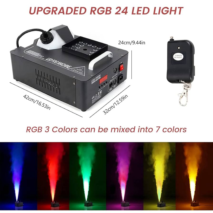 LEDライト付きスモークマシン 5Lの霧液を含む Amazon.co.jp: フォグマシン 1500W スモークマシン 24個のLED