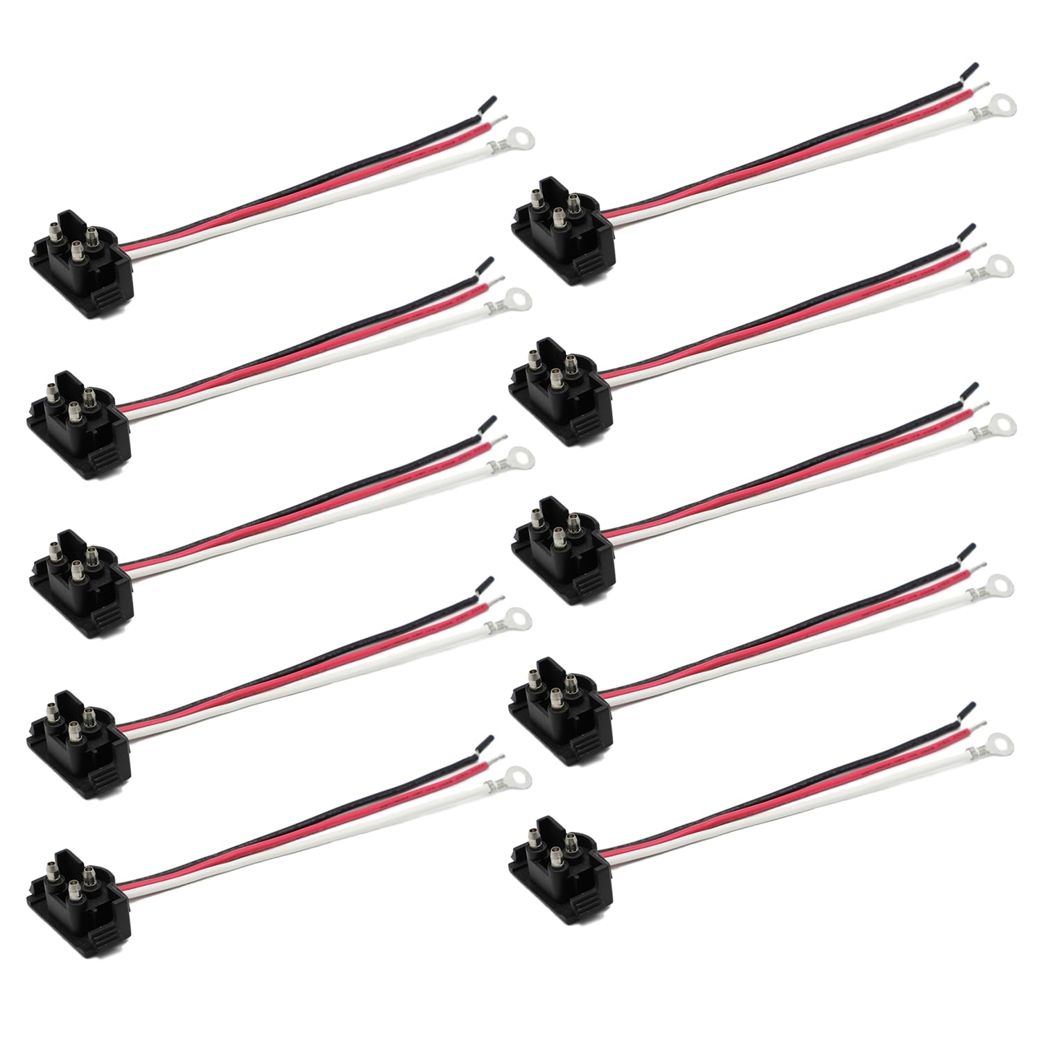 MADCATZ 10PCS Truck Trailer 3 Prong Pigtail Harness, Right Angle Plug Stop Turn Tail Brake Backup Light / 3 Wire-Plug and Play