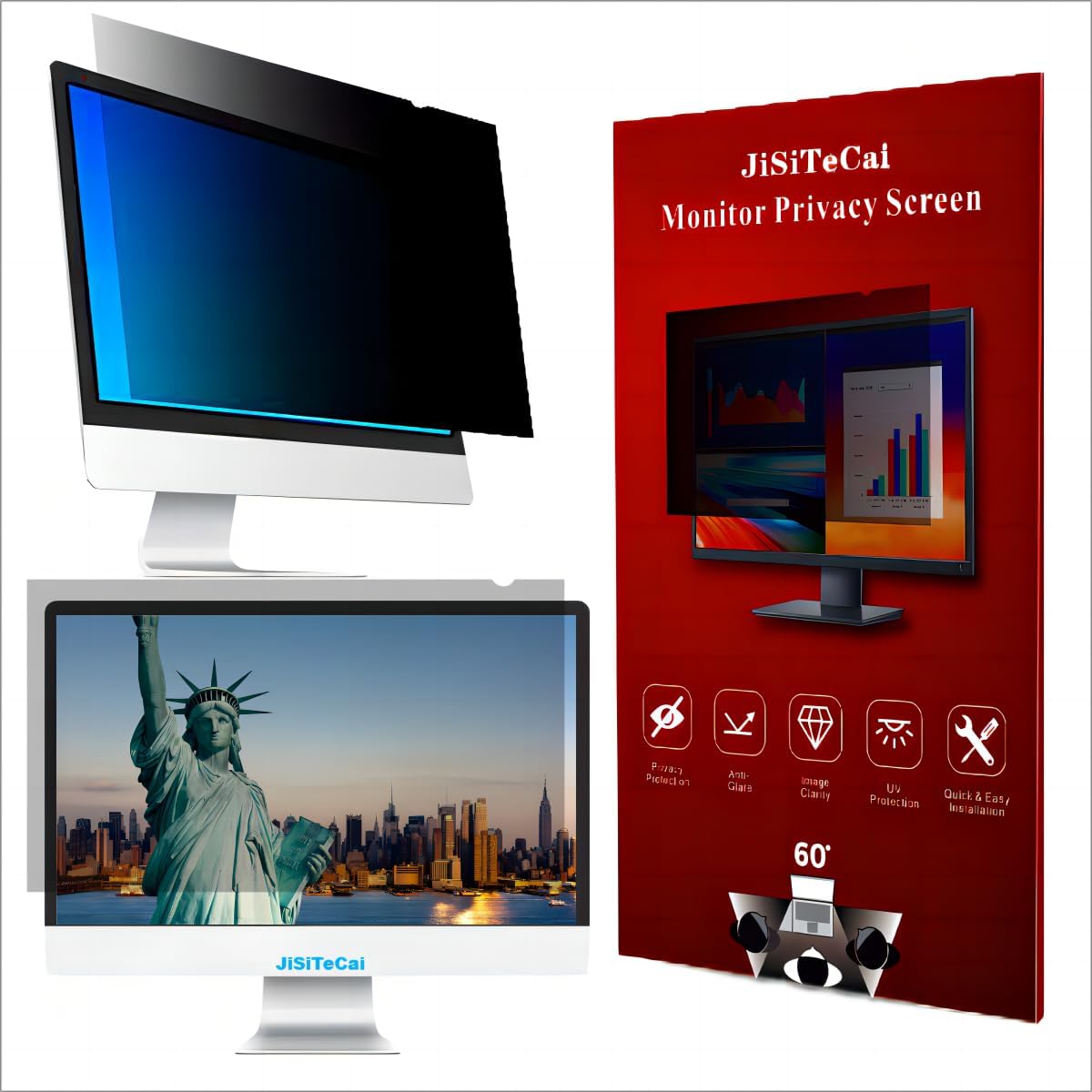 19 Inch 5:4(2Packs) Computer Privacy Screen Filter for Monitor - Privacy Shield and Anti-Glare Protector (14 13/16" x 11 7/8")