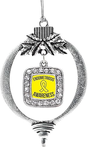 Miniatura 180 de Inspired Silver - My Vintage Initials - Adorno con dije de letra J - Adornos navideños cuadrados de plata con joyas de circonita cúbica