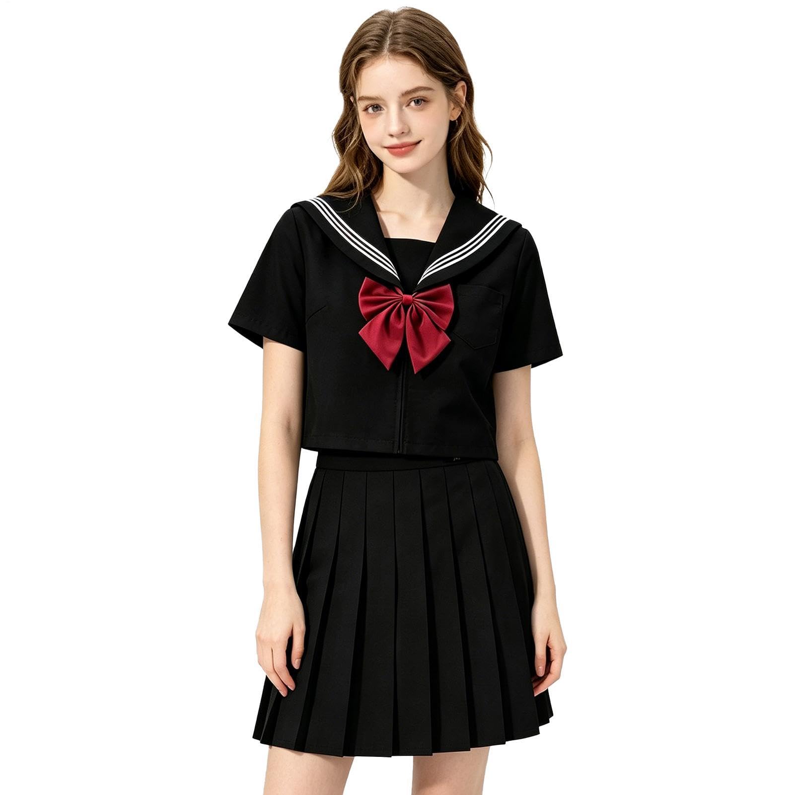 Uniforme alla Marinaretta per Ragazza Tradizionale Con Gonna A Pieghe | Uniforme Scolastica Cosplay da Marinaio per Giovani Studenti Appassionati Feste Compleanno Ritrovi