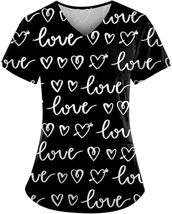 OIOLOYJM Printed Scrub Tops Women Short Sleeve V Neck Plus Size Scrubs for Womens Nursing Uniforms Shirts with Pockets