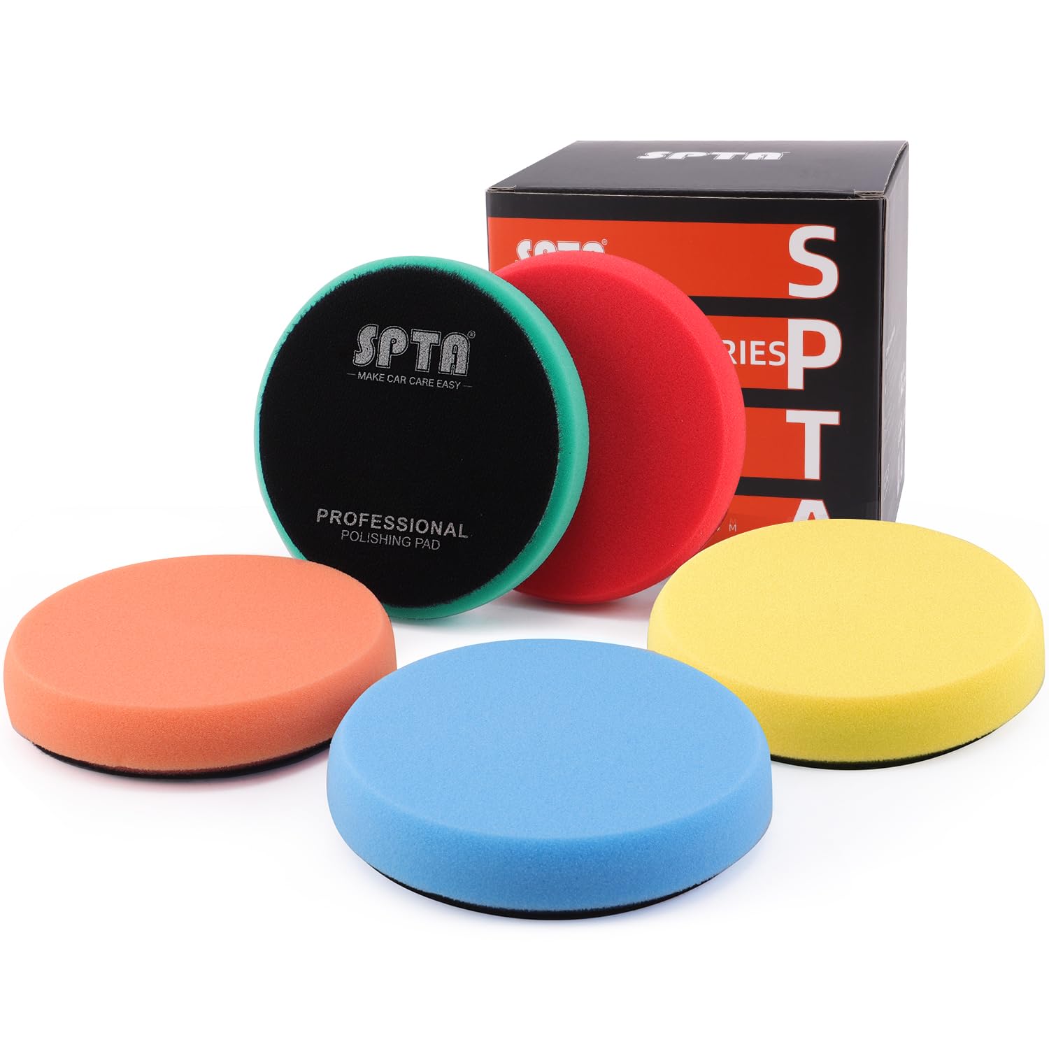 Polierschwamm, SPTA 5tlg 150mm Klett Polierpad Polierschwämme Polieraufsatz Wachs Schwämme Auto Polierpad Polieren Pad Schwamm Polierschaum Set, für 150mm Exzenter Poliermaschine Schleifmaschine