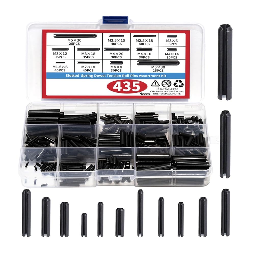 UDSKNV[KSL Expansion Spring Pins& Slotted Tension Pins-Split Dowel Assortment-435-Piece Roll