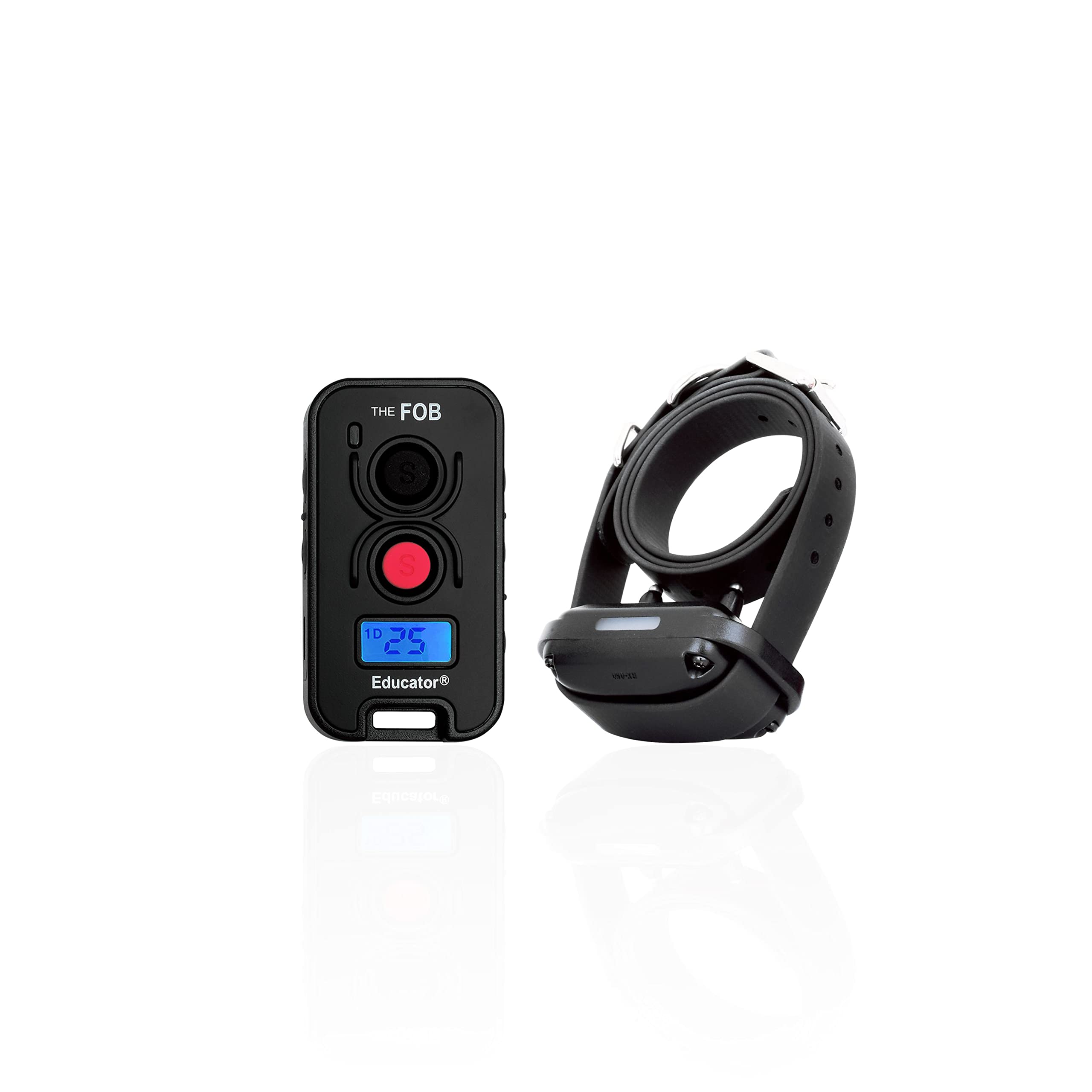 EducatorFOB 300 Yard Dog Training Collar with Remote, Humane Stimulation, Pavlovian Tone, Waterproof, Odorproof Biothane Collar, Night Light, Rechargeable, 1 Dog, Black