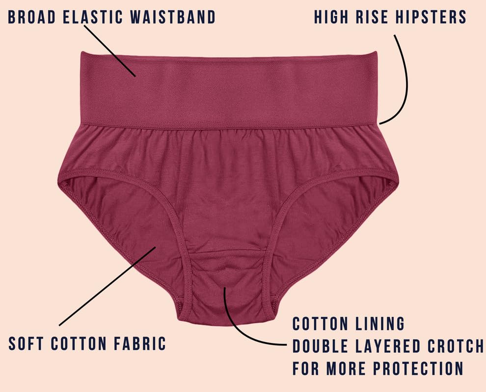 Image of Soft & Comfy Hipster Panties for Women - Pack of 3, 100% Pure Cotton, Wide Elastic Waistband, Multicolor, Perfect for Everyday Wear