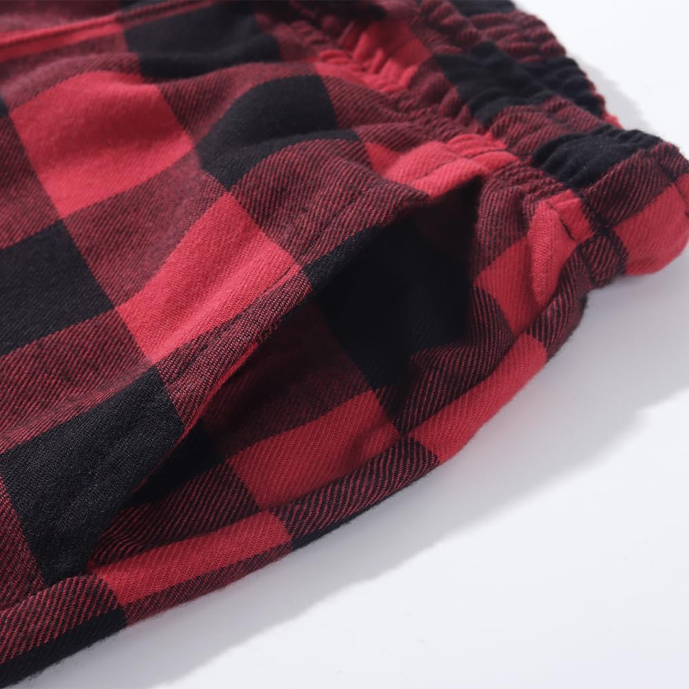 Spring&Gege Boys and Men Soft Flannel Pajamas Pants Plaid PJ Pants Lounge Long Bottoms - Image 4