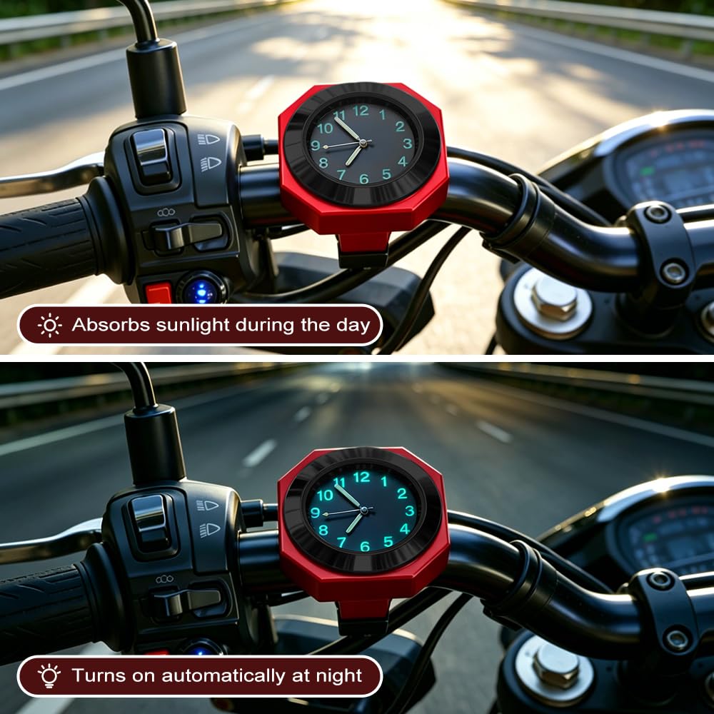 Zegar na Motocykl Wodoodporny, Zegar na Rowery na Kierownice, Zegar Motocyklowy, Zegary na Motocykle, Design kwarcowy w stopie aluminium na kierownice rowerów i motocykli
