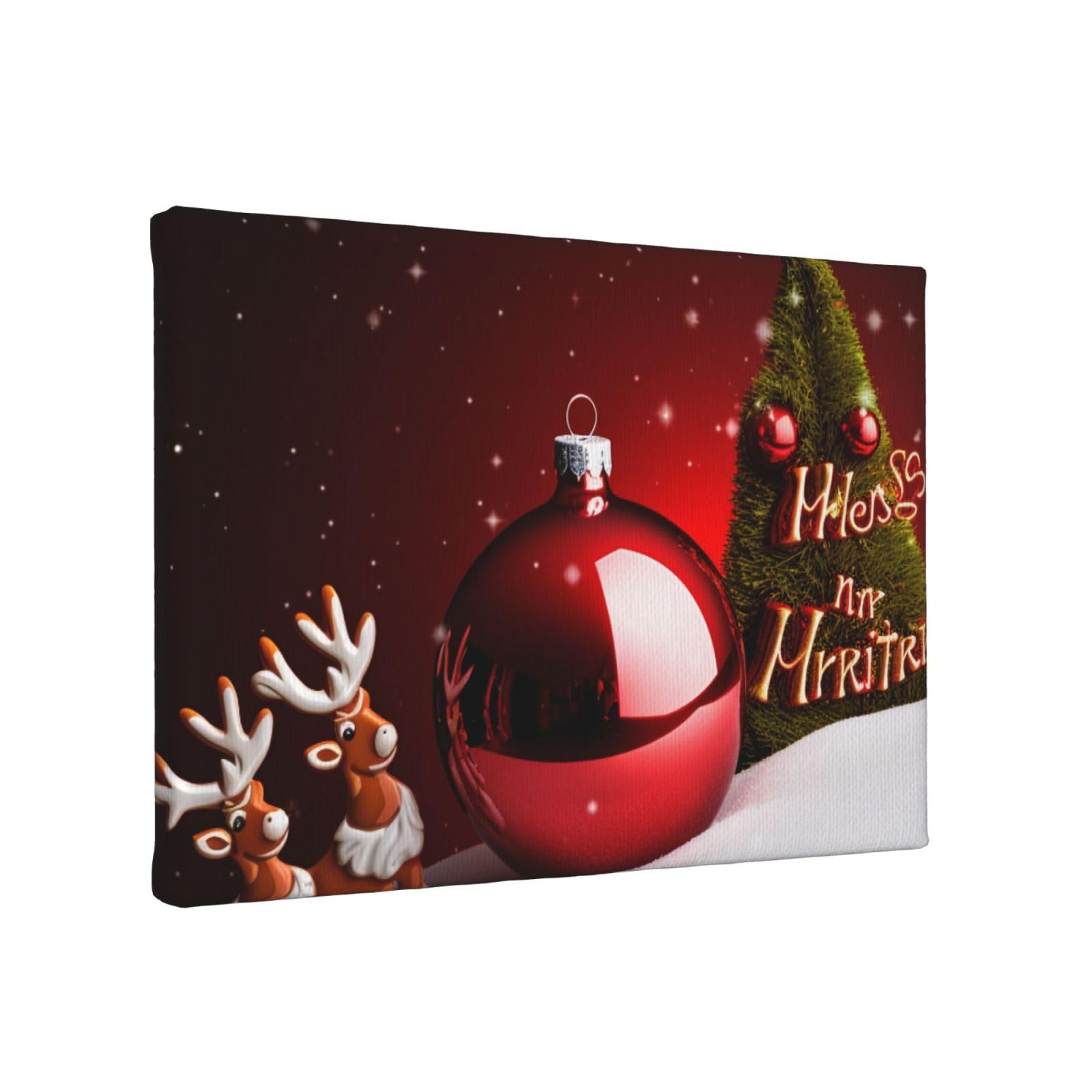 YKLJG Merry Christmas art Printed Wall Art Canvas Painting 30x20 CM Wooden Framed Picture Painting Artwork Prints for Bedroom Kitchen Home Office Decor