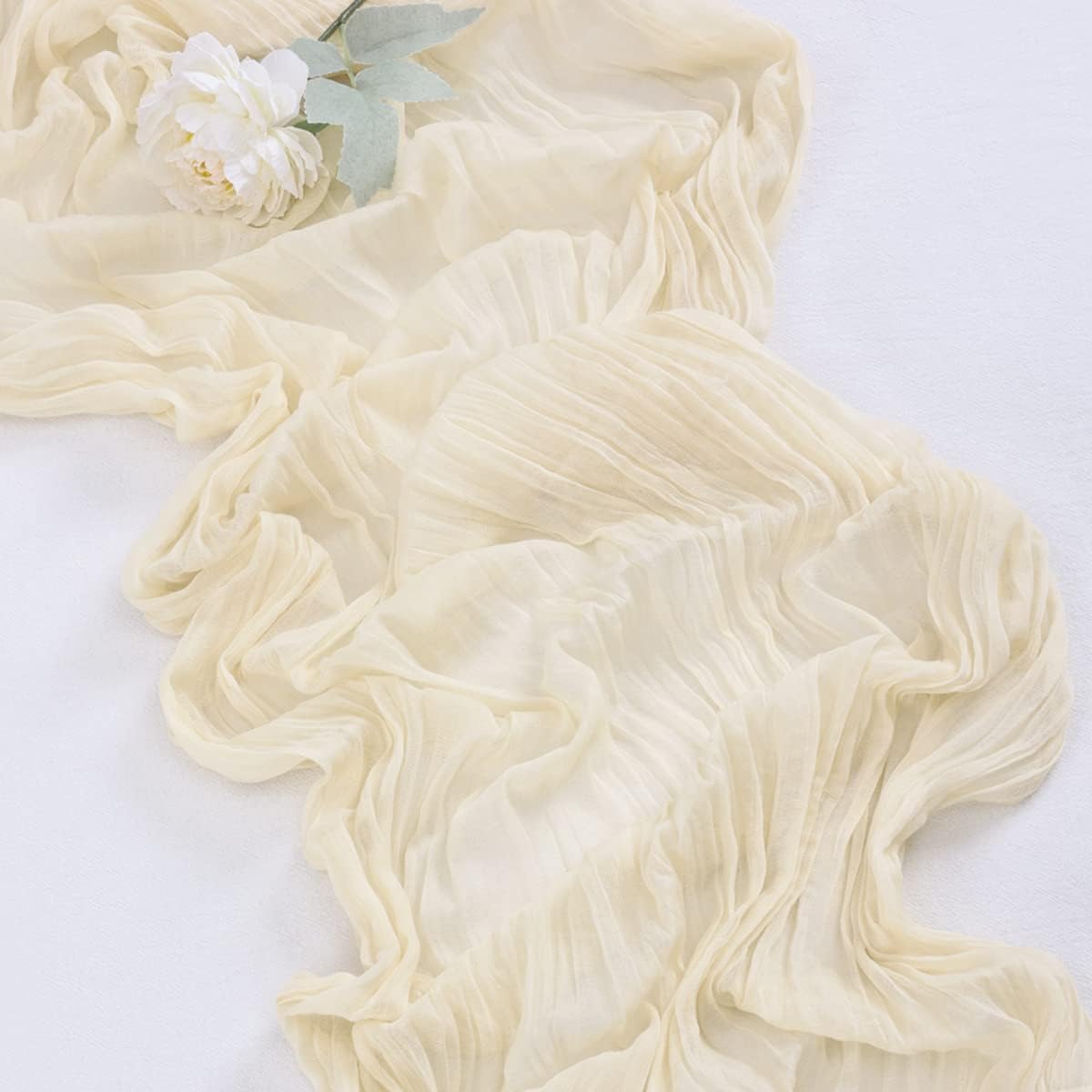 Wokceer - Camino De Mesa De Gasa De Algodón Para Fiesta, Bohemio, Rústico Y Traslúcido, Para Decoración De Mesa De Pascua, Baby Shower, Despedida De Soltera, Boda, 3 Unidades, 10 Pies