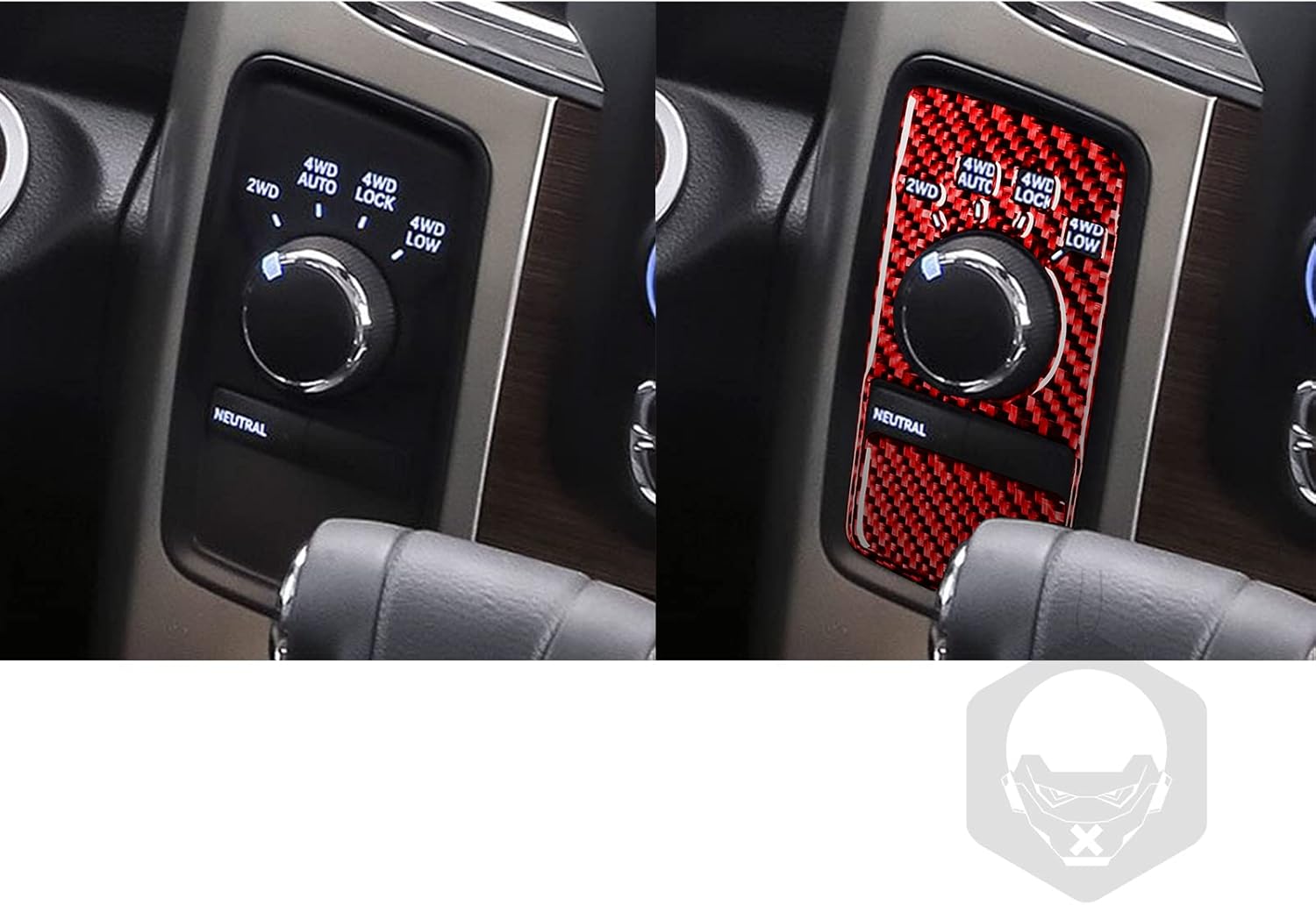 Car 4 W/D Driver Control Button Frame Decal Sticker Gear Shift Panel Cover Trim Compatible with Dodge Ram 1500/2500/3500 2013 2014 2015 Real Carbon Fiber Interior Style B