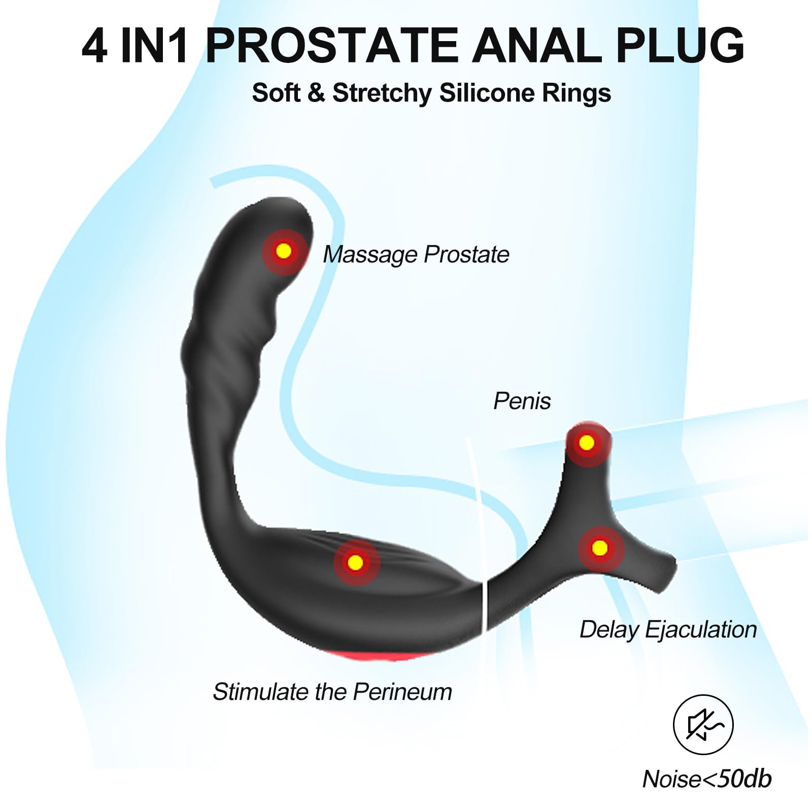 Massaggiatore, vibratore 4 in 1 (10 modalità di vibrazione), vibratore con anello vibrante e telecomando, plug anale