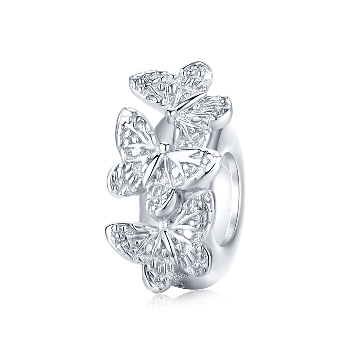 BISAER 925 Sterling Silver Stopper Beads Spacers Charms for Bracelets Stoppers