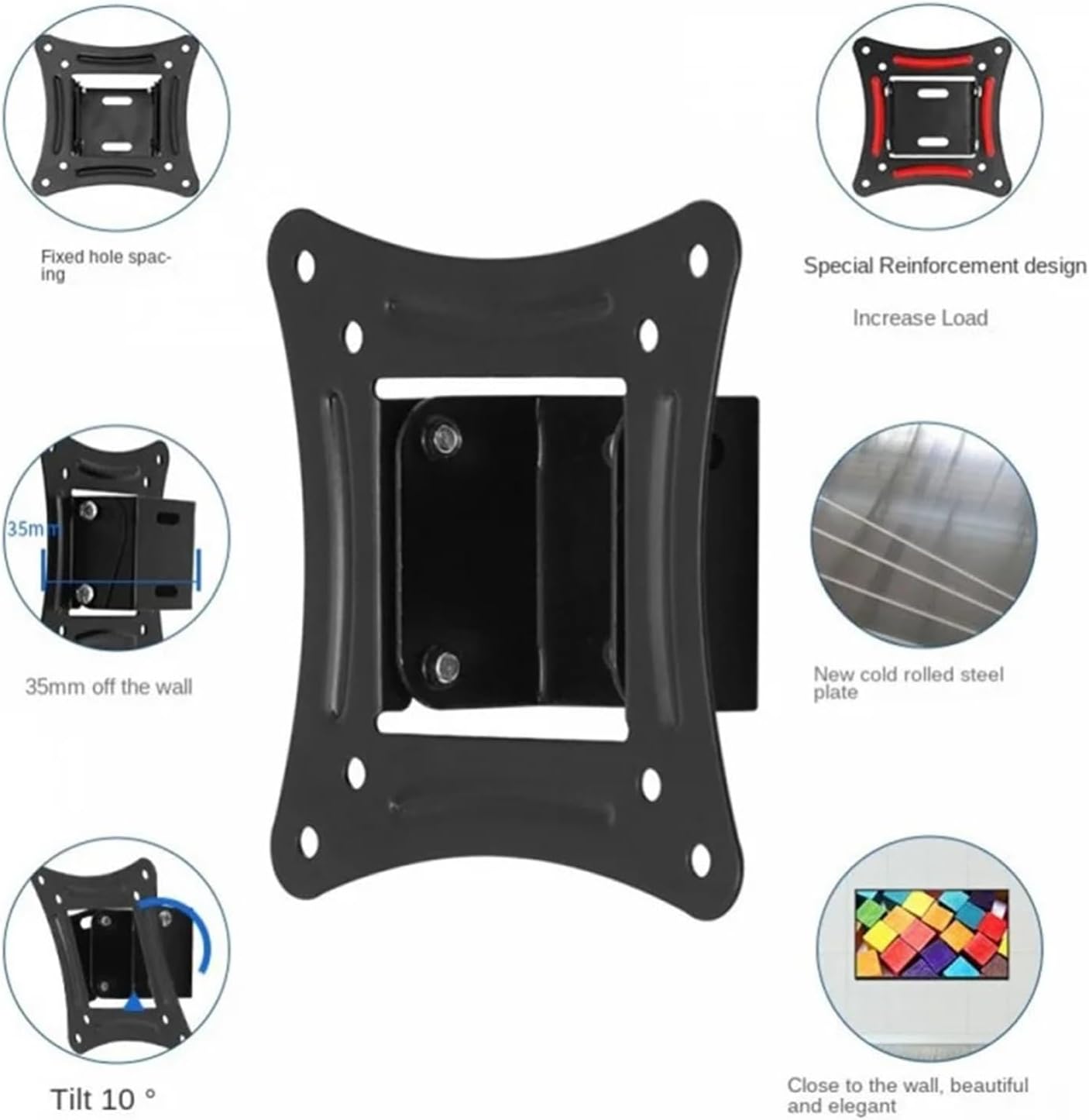 テレビ壁掛けブラケット 75/100mmピッチ 固定式フラットテレビフレームスタンドホルダー 傾斜角度調整可能 14～26インチ L