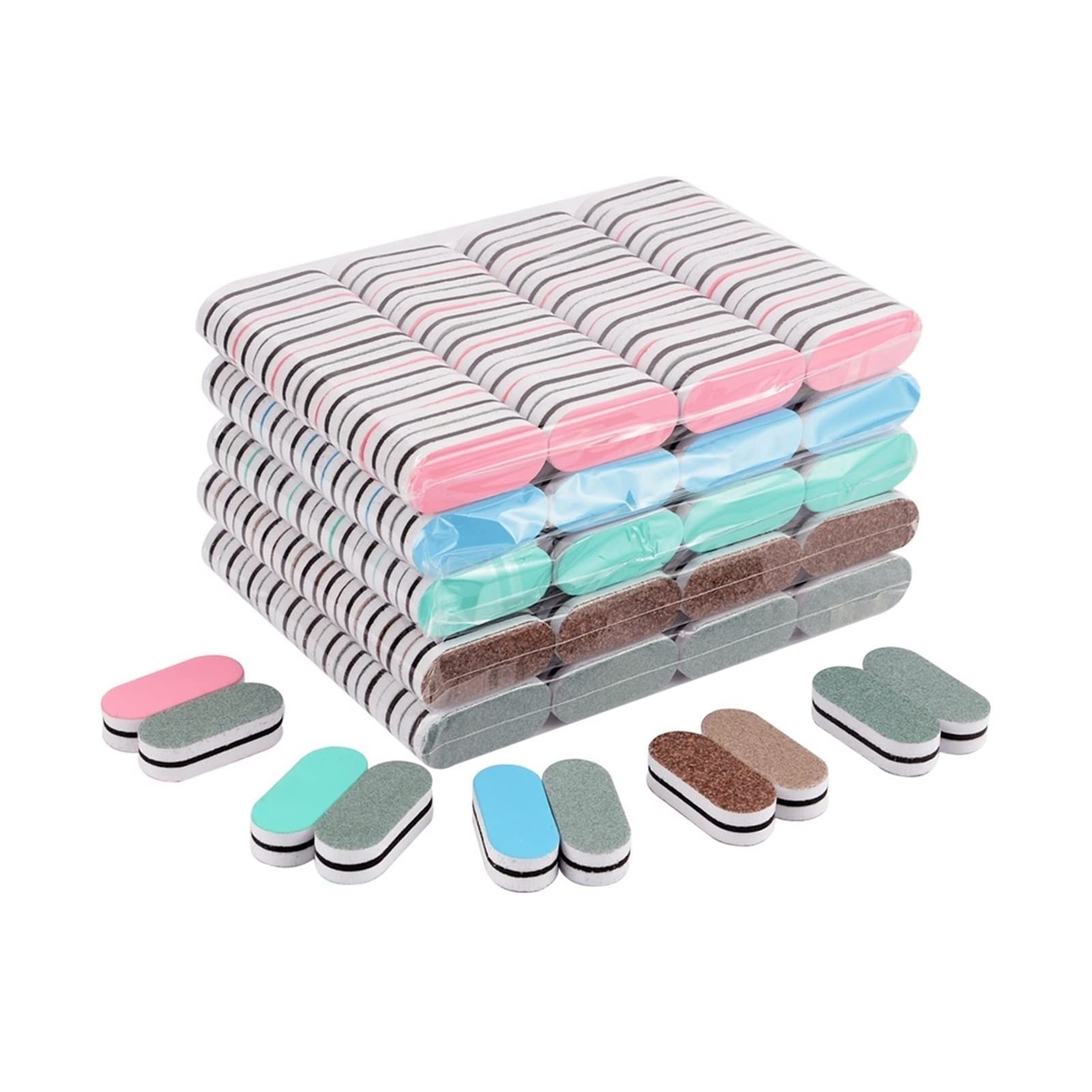 TRUSTTWO 100 unids/Lote Mini Esponja Lima de uñas Colorido Lijado Gel pulidor Conjunto Bloque limas de uñas Doble Cara Herramientas de Arte de uñas The 100pcs Brown