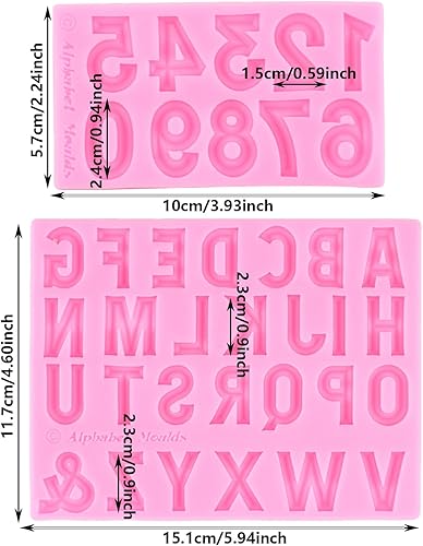 Miniatura 2 de ZiXiang Moldes de silicona para números, letras mayúsculas del alfabeto, moldes de chocolate para decoración de pasteles de azúcar, decoración de