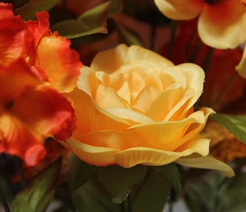 Miniatura 6 de Admired By Nature GPB6328-TANGERINE - Arreglo de decoración de 2 piezas, 24 tallos para oficina en casa, boda, restaurante, amapola, rosa,