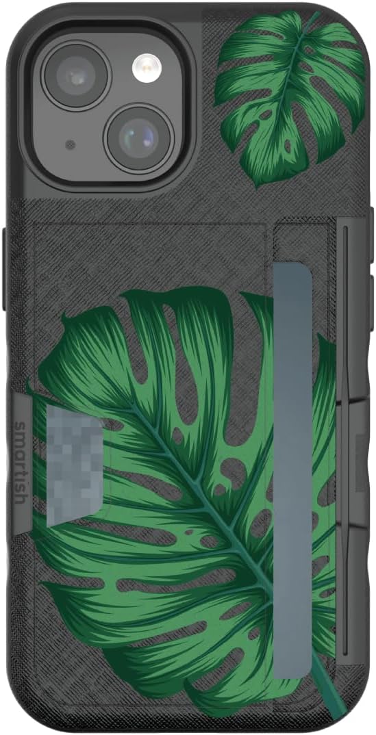 Smartish - Aah! Real Monsteras - iPhone 15 Wallet Case - Wallet Slayer Vol. 2 [Slim+Protective] Credit Card Holder w/Kickstand - Drop Tested Hidden Card Slot Cover Compatible with Apple iPhone 15