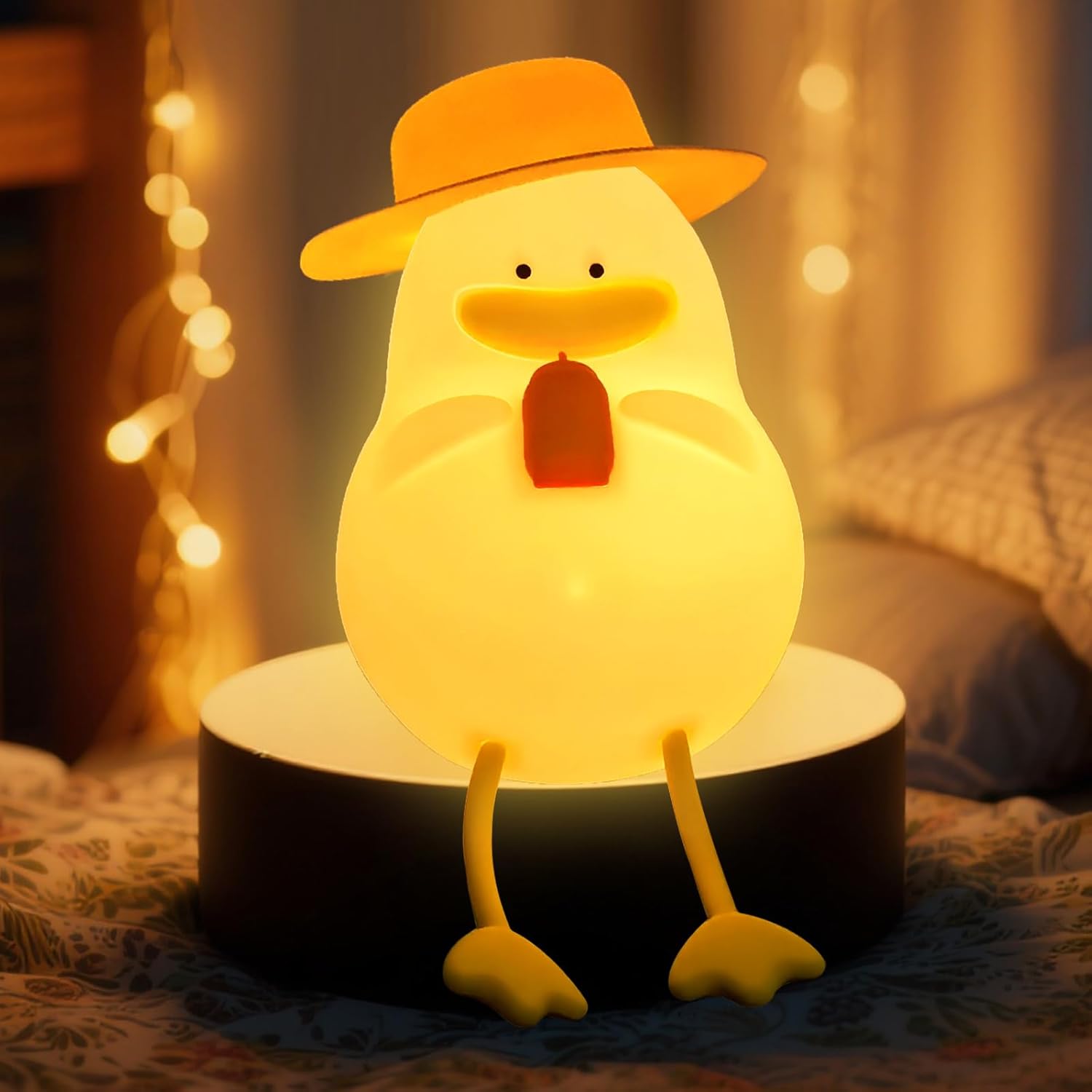 Cute Duck Night Light - 7 Color Squishy Silicone Duck Lamp, Rechargeable Portable Tap Control Duck Light for Bedside Room Decor Gift for Birthday Christmas