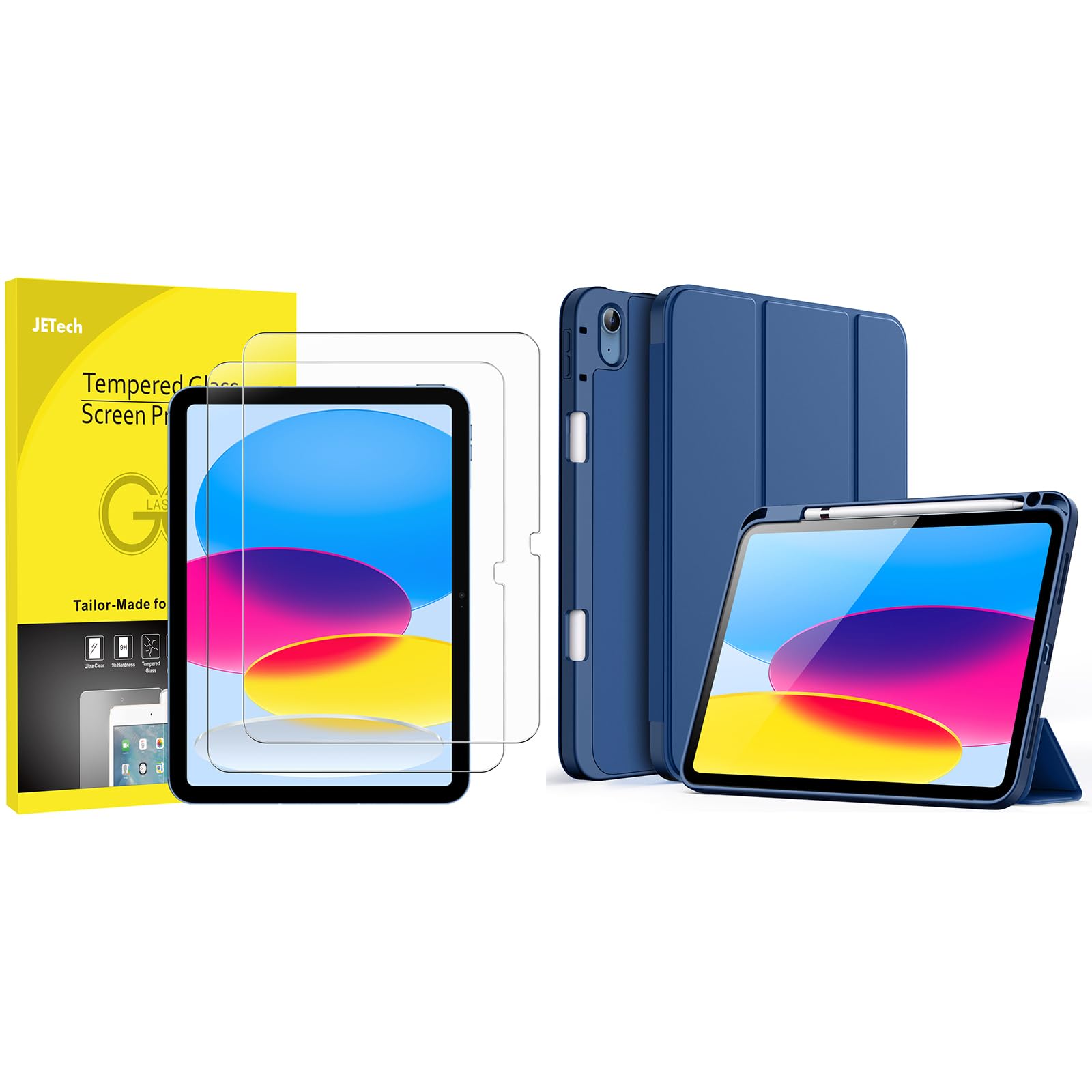 Protector de Pantalla 9H con Funda Ligera JETech para iPad 10 2022 y 2025 8