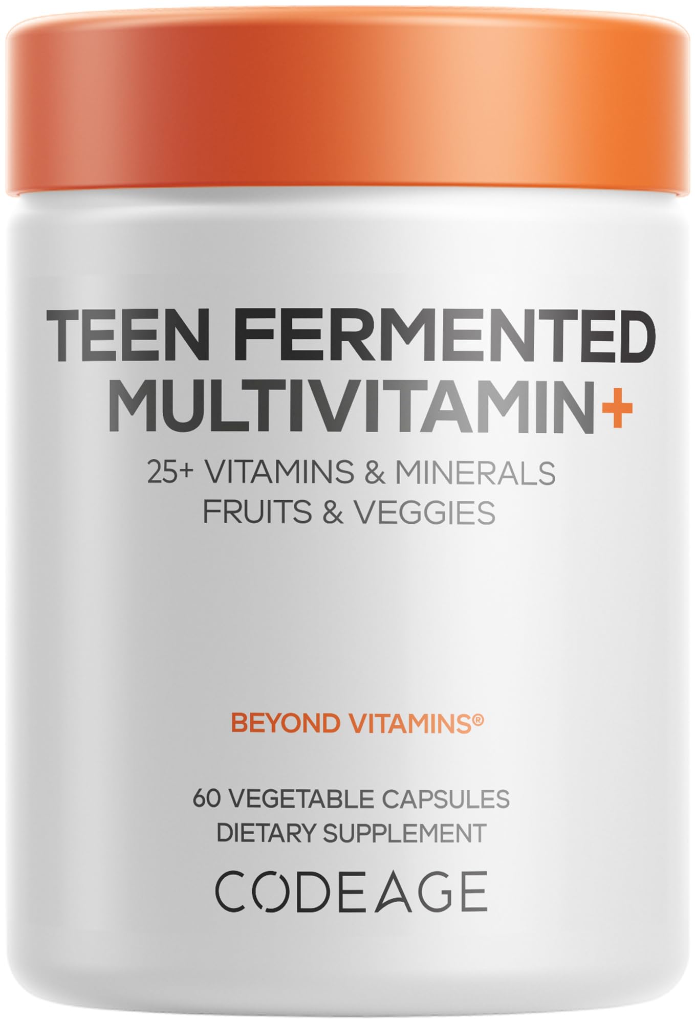Codeage Teen Multivitamin Supplement – Daily Vitamins and Minerals for Teen Boys and Girls – Organic Whole Food Formula with Omega-3 and Vitamins A to K - 60 Capsules
