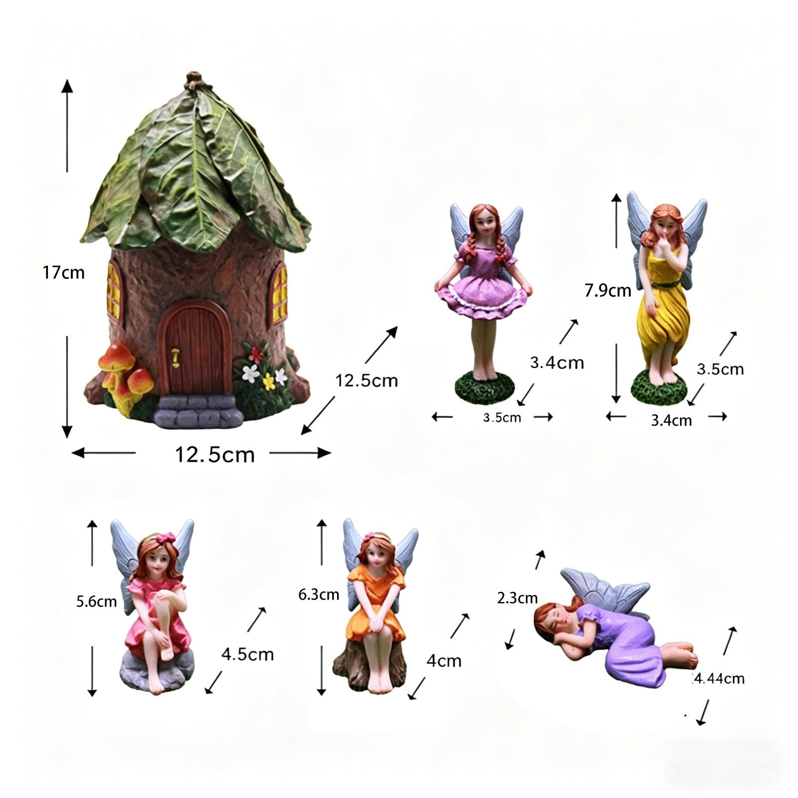 6 Piezas Figuras de Hada Miniatura con Accesorios Florales Y de Resina Ornamentos con Decoración Creativa Adecuadas para Regalo