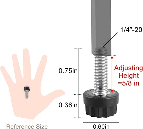 Miniatura 9 de Anwenk Niveladores de muebles, patas ajustables para mesa y silla, niveladores de patas con tuerca en T con fieltro de alta densidad, vástago