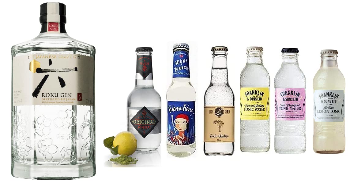 Roku Gin Suntory 70cl 43% + Selezione di 6 Toniche Internazionali