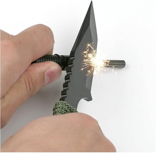 Miniatura 2 de Survivor serie HK-106320-2 HK-106320 Cuchillo de hoja fija para exterior, hoja tanto, mango envuelto en cable, 7" en general, verde (Paquete de 2)