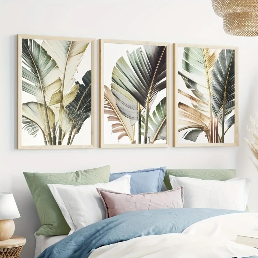 LTjiajuypd Canvas Prints Palm Trees, Leaf PrintingPlant WallNordic Minimalist Tropical Artist Living Room Bedroom Decor(60x90cm-3Pcs)