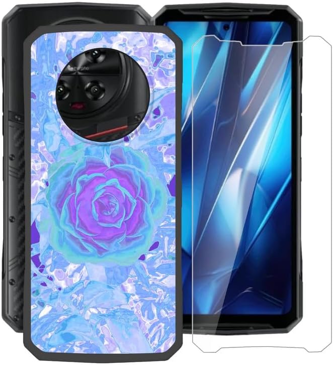 Phone Case for Doogee DK10 (6.67"), with [1 X Tempered Glass Screen Protector], Ultra-Thin Soft Silicone Skin, Black Shockproof Bumper Cover for Doogee DK10 - Flowers Blossom