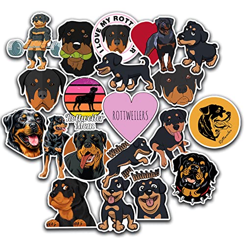 WONDER SPUD 20 PCS Cute Rottweiler Sticker Pack Aesthetic Dog Stickers for Fans Colorful for Car Laptop Skateboard Water Bottle Bike