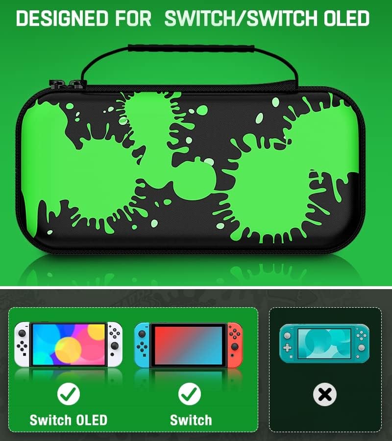 Vista 2 de Kawaye Funda para Switch compatible con Nintendo Switch y Switch OLED, funda para Switch verde y negro