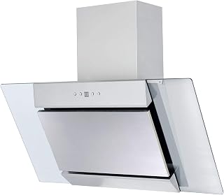 SIA AGL91SS 90cm Angled Stainless Steel And Glass Chimney Cooker Hood Kitchen Extractor Fan With LED Lights