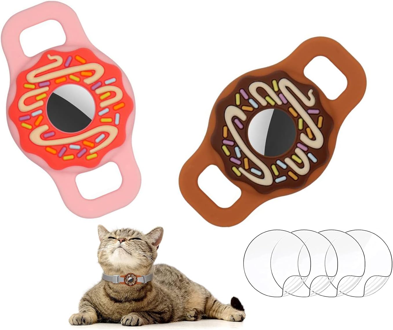 Donut Airtag Case Dog Collar Holder,Silicone Pet Collar