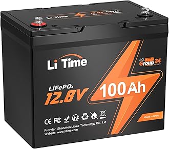 12V 100Ah BCI Group 24 Lithium Battery, Rechargeable LiFePO4 Battery with Up to 15000 Cycles, 1.28kWh and Higher Energy Density, Perfect for Van, Trailer, RVs, MotorHome and Boat Scenarios.