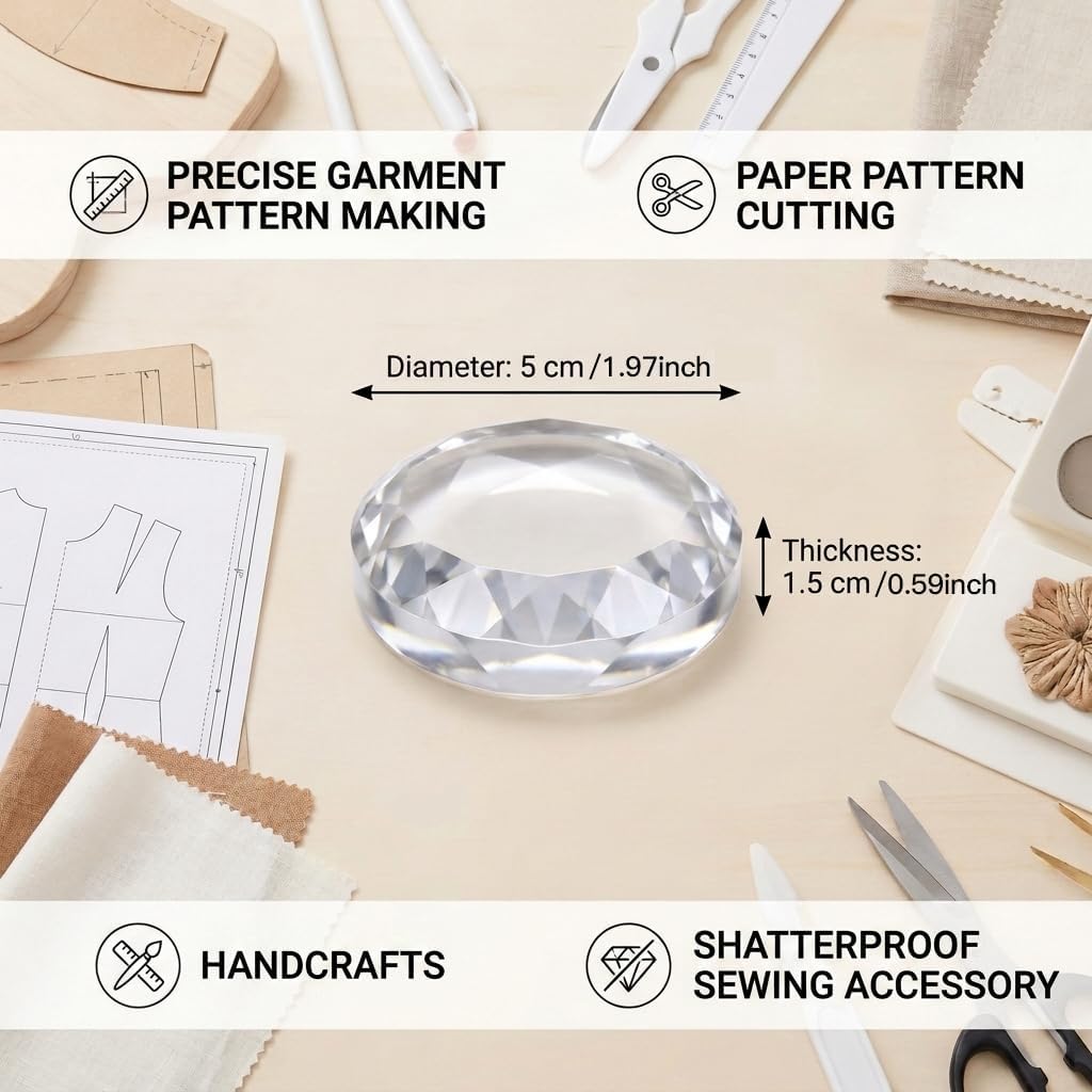 6 Pcs Crystal Glass Pattern Weights for Sewing, Fabric Weights Sewing Weights Sewing Accessories for Secure Pattern Cutting, Sewing Supplies & Quilting Supplies