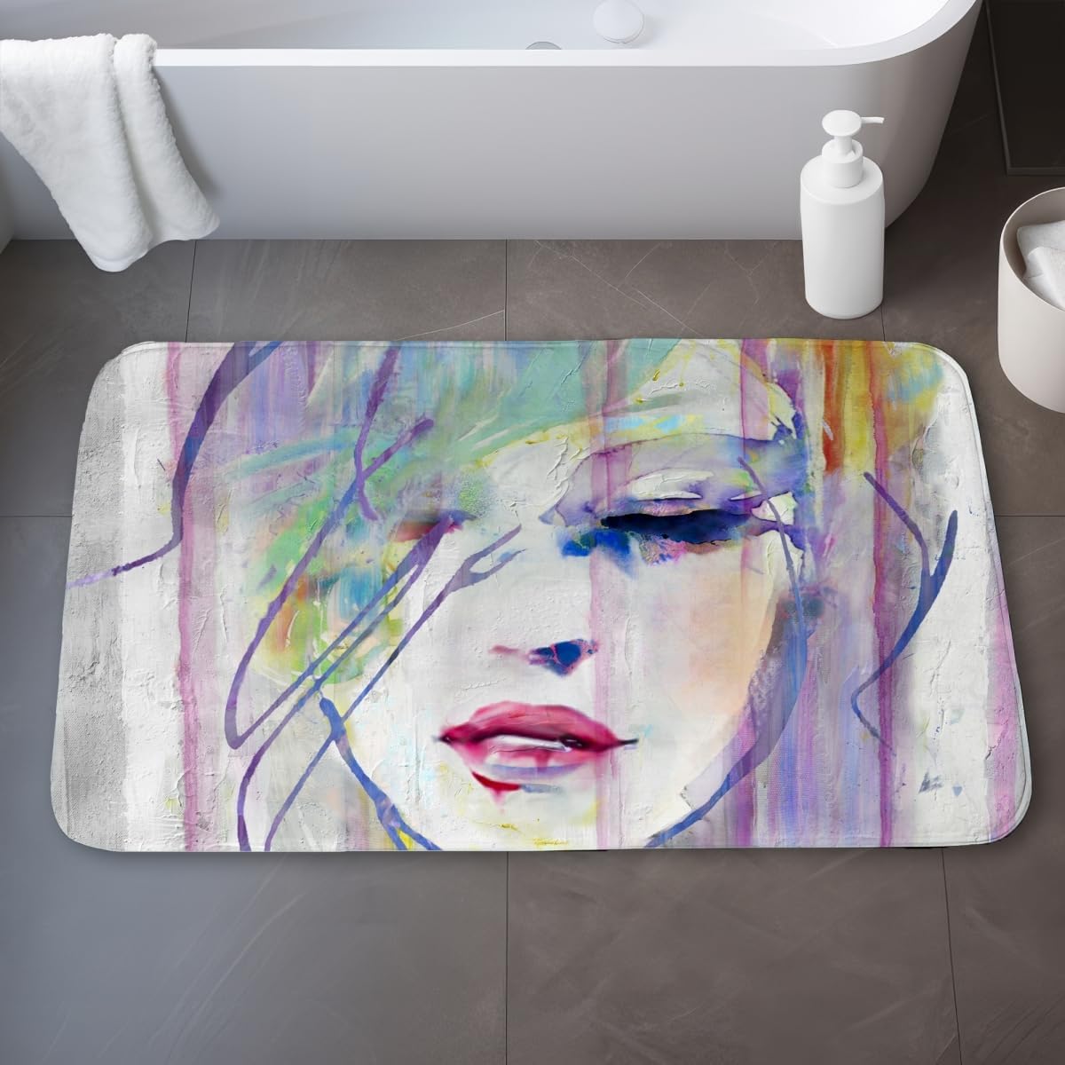 Begin Home Decor C1BM2134BV8G22 21 x 34 in. Abstract Beauty - Neo Mint Bedroom Bath Mat for Home Decor