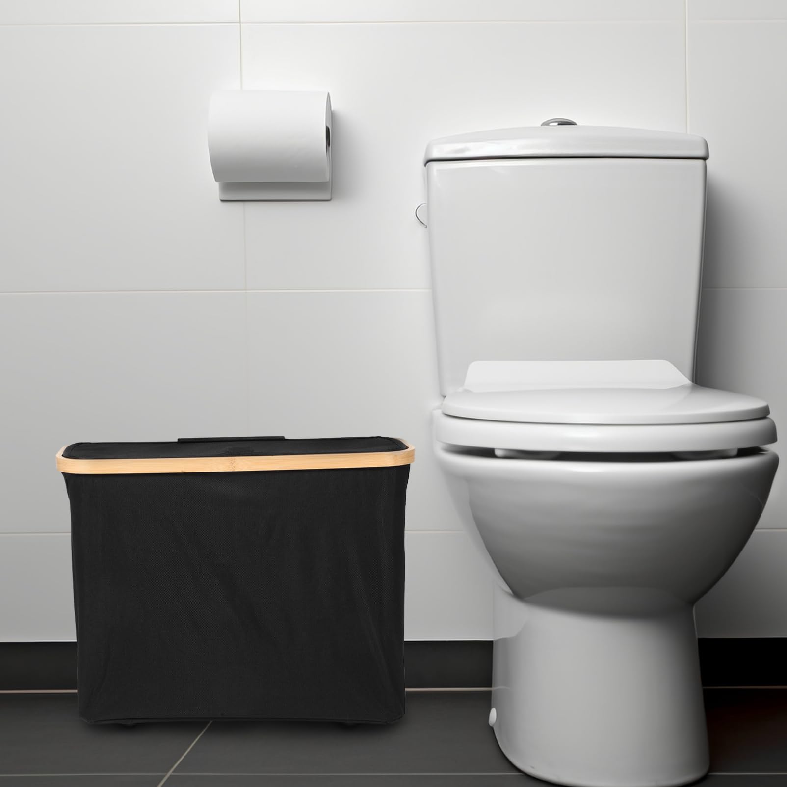 Cesta De Almacenamiento De Papel Higiénico De Bambú Tapa Organizador Decorativo para Baño Capacidad Ampliada y Fácil De Limpiar para Mantener El Espacio Ordenado
