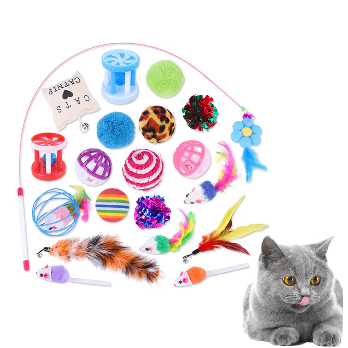 Toddmomy 60piezas Juguetes Interactivos para Gatos Bolas y Cascabeles Juguetes De Teaser para Mascotas Mantiene Tu Gato y Saludable