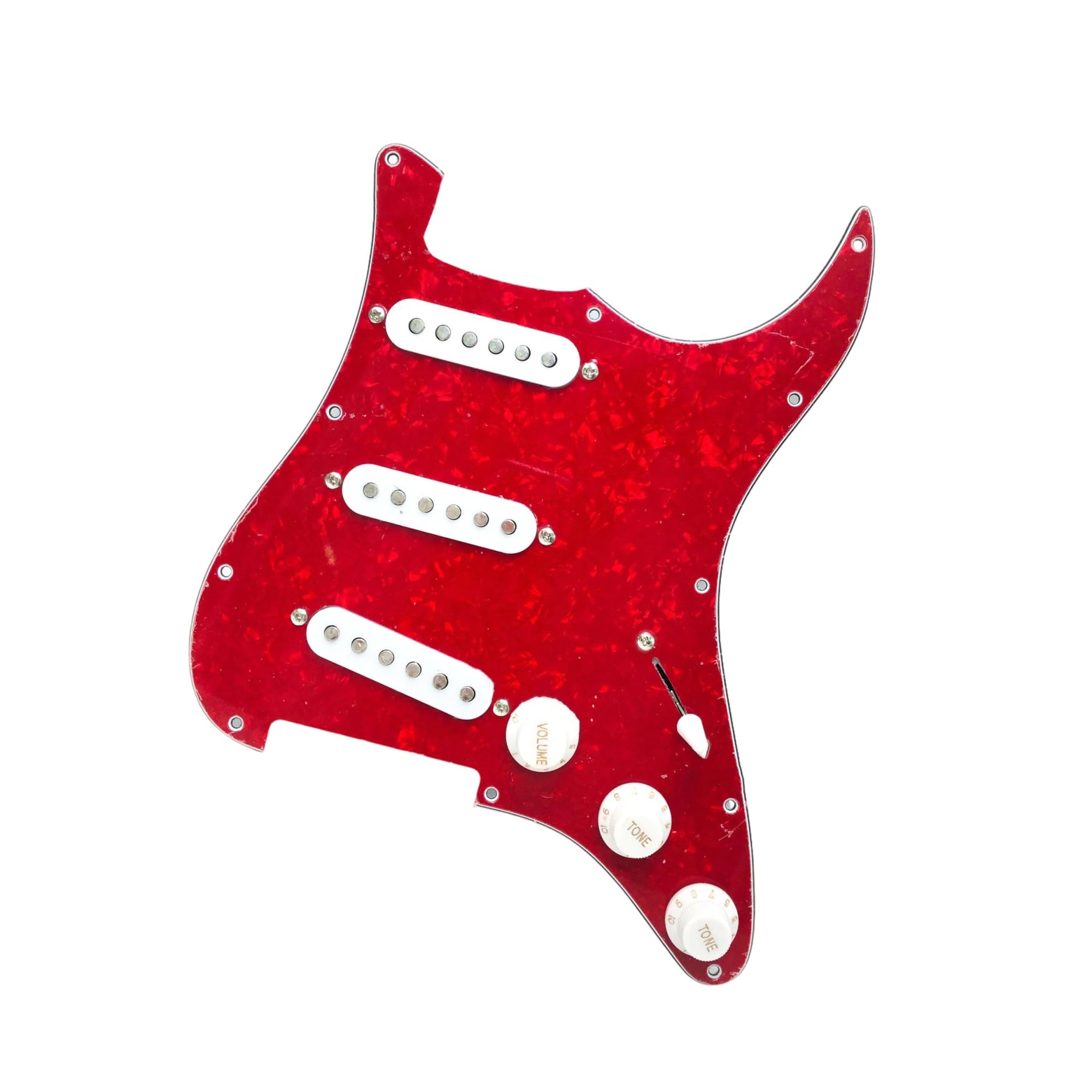 Pickguard pour guitare SSS câblage complet perle rouge scène et studio - 4