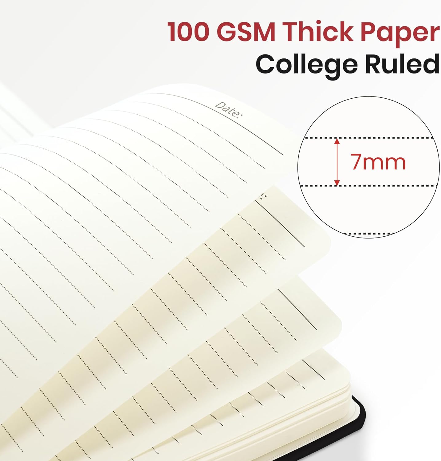 ZOTIA Lined Spiral Journal Notebook for Women, 6 Pack, A5 College Ruled Journals for Writing, Hardcover Notebooks for Work, Note taking and Office School Supplies,140 Pages, 6 Pcs - Black