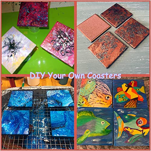 12Pcs Ceramic Tiles For Coasters White 4X4 Unglazed Diy Art Craft, Ready-To-Paint Ceramics #TOP4