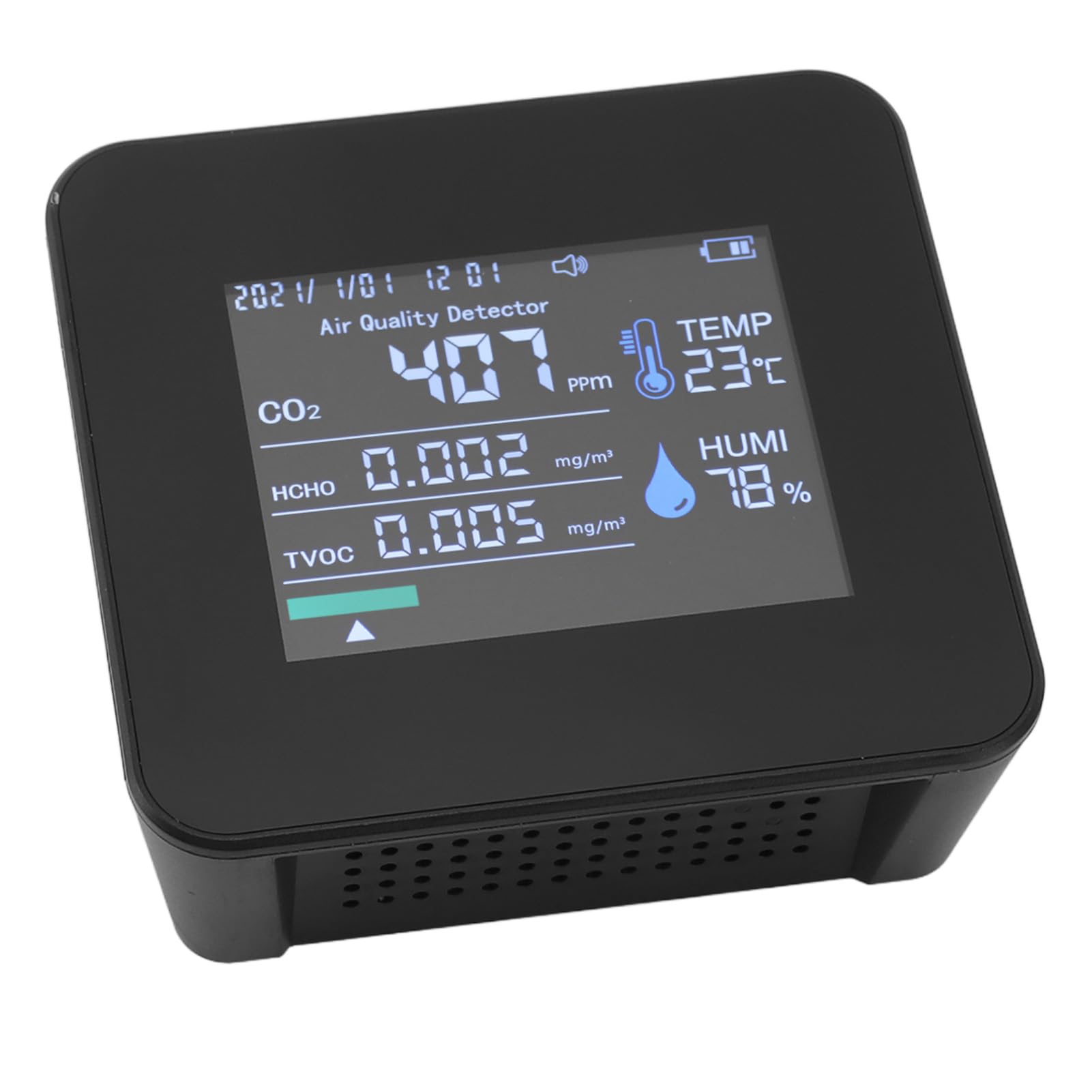 9 en 1 Monitor de calidad del aire interior PM2.5 PM10 PM1.0 CO2 HCHO TVOC Temperatura Humedad Pantalla de tiempo probador de calidad del aire