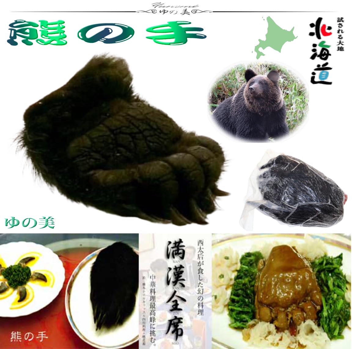 Amazon.co.jp: 熊の手 北海道特産 羆の手or足:毛付き 冷凍約1.0kg前後