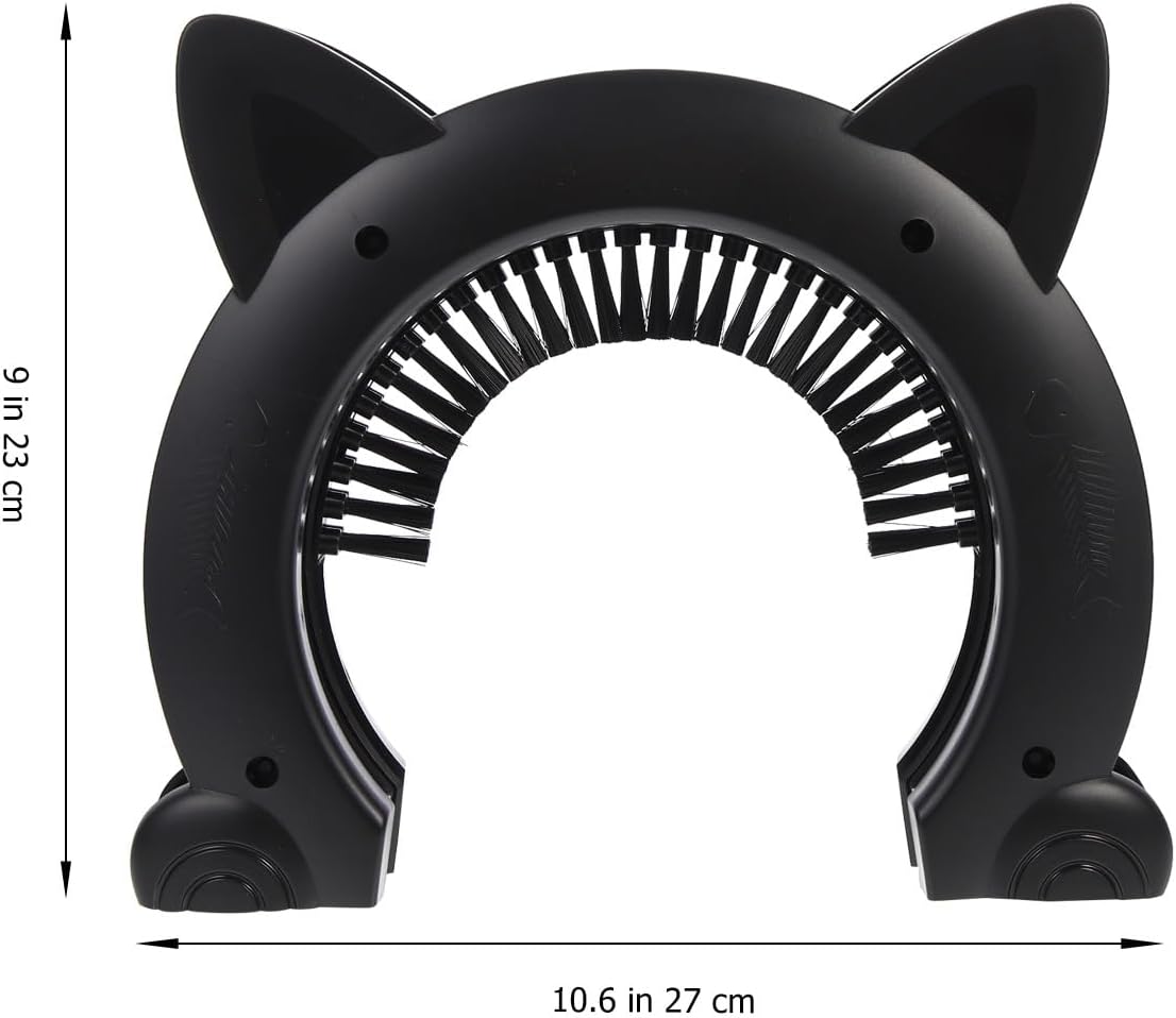 Brush Design Cat Door Pet Entrance Flap with Plastic Frame Indoor Cat Door Passage Black Pet Supply and Small Dogs
