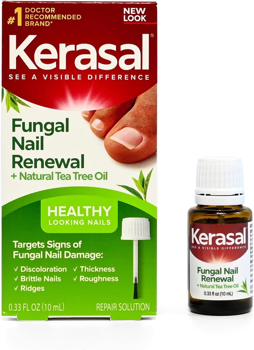 Kerasal Renewal Nail Repair Solution with Tea Tree Oil for Discolored and Damaged Nails, 0.33 Oz (Pack of 1)