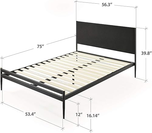 Miniatura 2 de ZINUS Clarrisa - Base de cama con plataforma de metal, base de colchón, soporte de listones, no necesita somier, fácil montaje, tamaño matrimonial