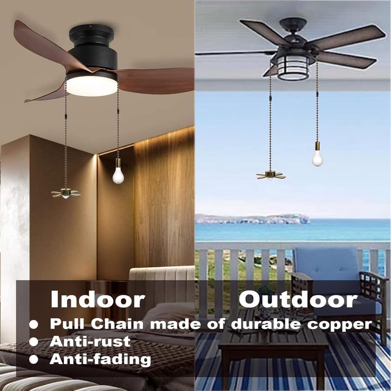 Image of 4pcs Ceiling Fan Pull Chain Decorative Ornaments Extension for 13.6 Inch Fan Pulls and Light -(Bronze and Gold)